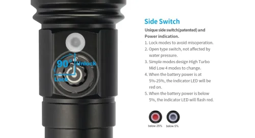 XTAR D26 1100 Lumens Lampe de plongée Idéale pêche sous-marine