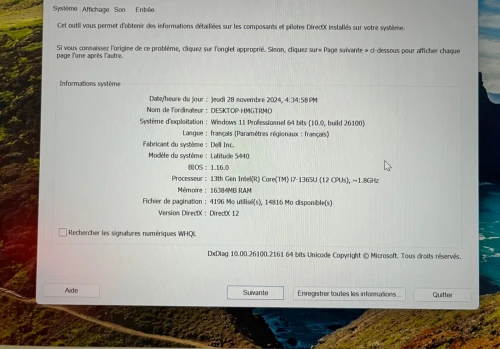 Dell Latitude 5440 i7 13th 16/512gb état Neuf arrivée d'Allemagne charger 4 Fois
