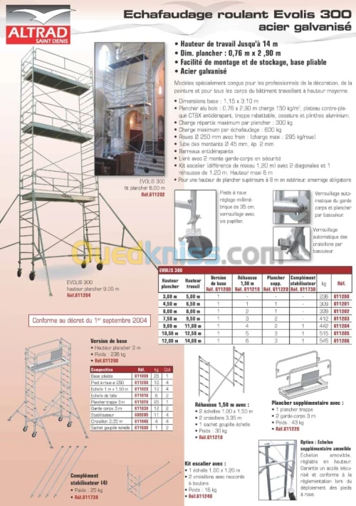 Location et Vente Échafaudage Roulant - Livraison et Montage