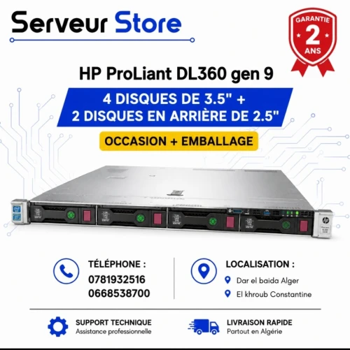 serveur HP DL360 gen 9 avec deux processeurs intel Xeon E5-2699V3 (36C)