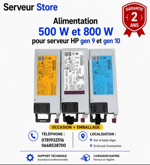 Bloc Alimentation pour serveur DL380 Gen 9 et DL380 Gen 10