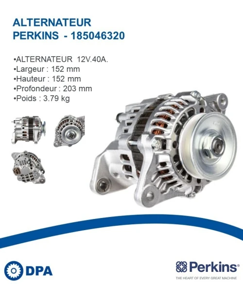 Pièces Perkins D'origine- Alternateur