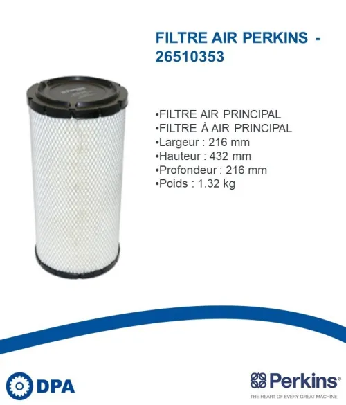 Pièces d'origine Perkins-Filtre à air