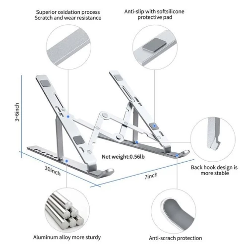 Support PC Portable Laptop et Tablette pliable réglable en aluminium