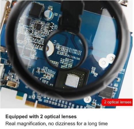 Loupe à clip auxiliaire MG16129-C avec alimentation externe, loupe fixe de bureau à LED
