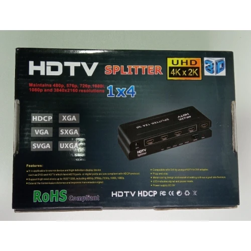 Partiteur HDMI 1x4, répartiteur HDMI 4K, 1 entrée 4 sorties, prend en charge HDCP, UHD, 4K, Full HD