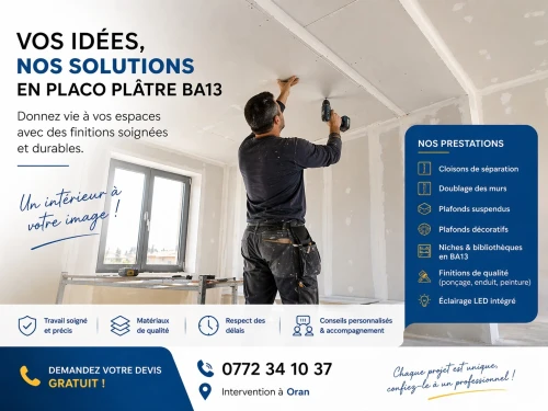 placo plâtre BA13 à Oran