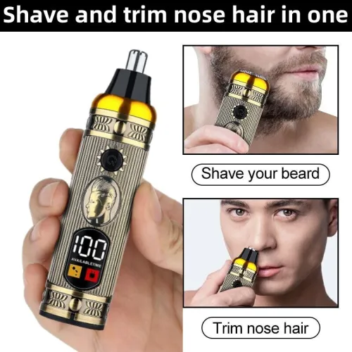 Ensemble  de rasoir électrique pour hommes, tondeuse pour barbe et nez, chargeur USB, avec écran LCD