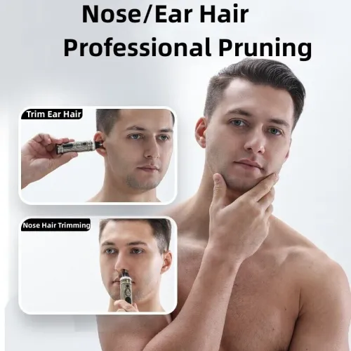 Ensemble  de rasoir électrique pour hommes, tondeuse pour barbe et nez, chargeur USB, avec écran LCD