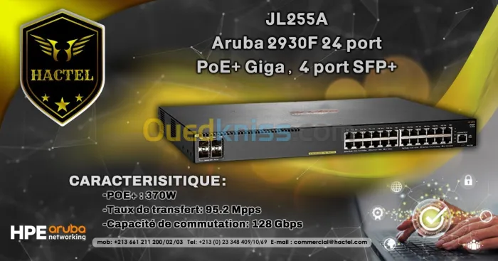 Switch Aruba 2930F 24 port PoE+ Giga ,  4 port SFP+