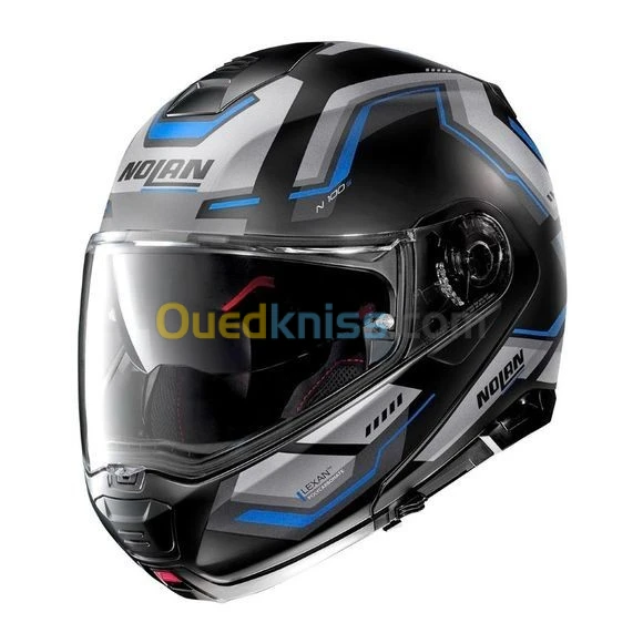CASQUE NOLAN N100-5 UPWIND N-COM 060 NOIR MAT-GRIS-BLEU. "Original"