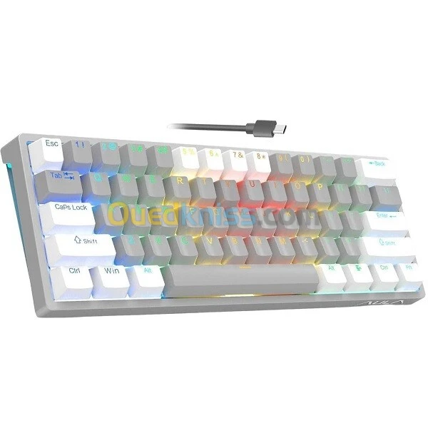 CLAVIER MAGMA FIORA 60% GREY-WHITE F61G BLUE SWITCH 3 BLUETOOTH 2.4G WIRELESS RGB