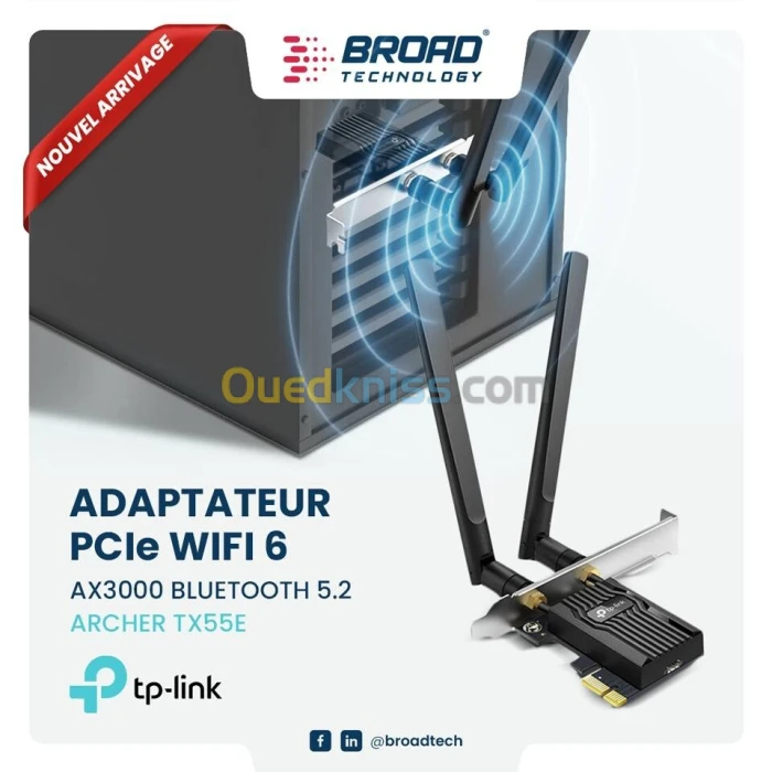 Archer TX55E TP-LINK Adaptateur PCIe WiFi 6 AX3000 Bluetooth 5.2  