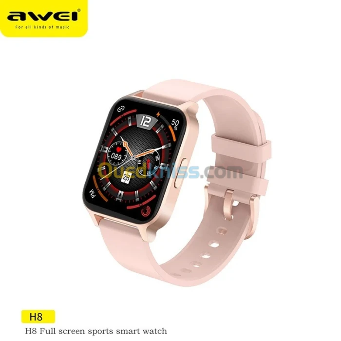 SMART WATCH AWEI H8 montre intelligente Sports IP67 1.65 pouces pour Android iOS - Rose