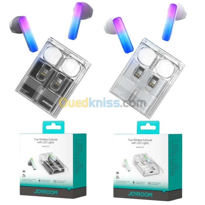 Ecouteur Earbuds sans-fil bluetooth 5.3 Joyroom IceLens TC1 avec lumière LED