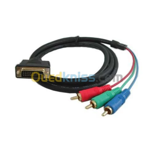 Câble DVI (24 + 1) to Video Composite AV 3 x RCA 1080P 1.5m