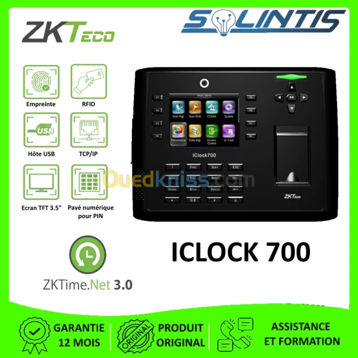Pointeuse biométrique à identification par empreinte digitale et carte ZKTeco ICLOCK700