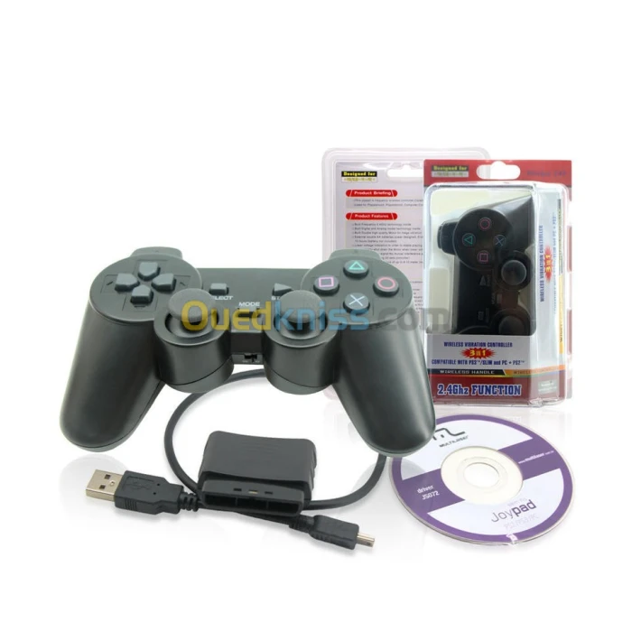 Manette De Jeu Sans Fil 2.4 Ghz 3In1 Ps3 / Ps2 / Pc 
