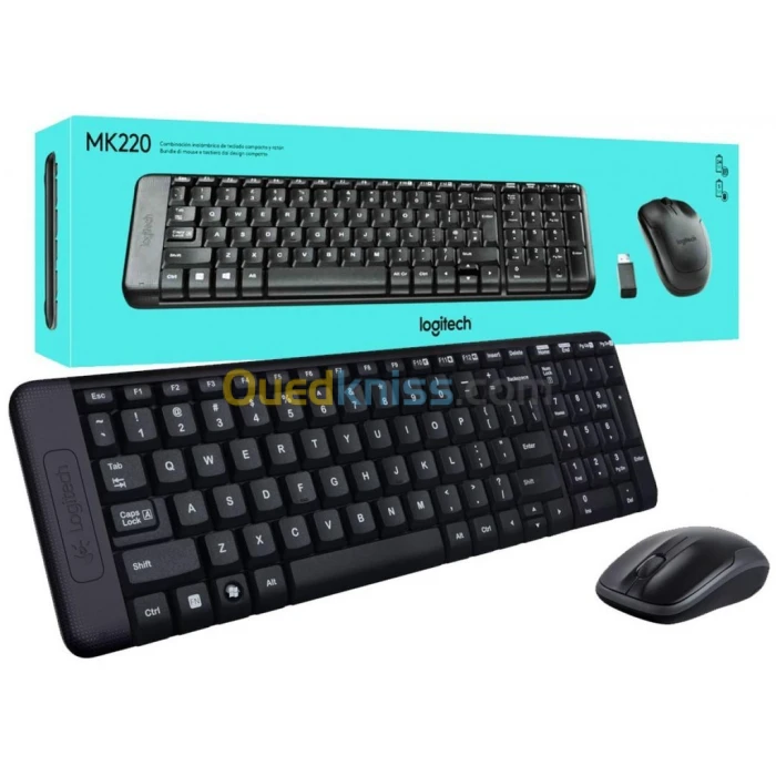 COMBO CLAVIER + SOURIS LOGITECH MK220 SANS FILL AZERTY