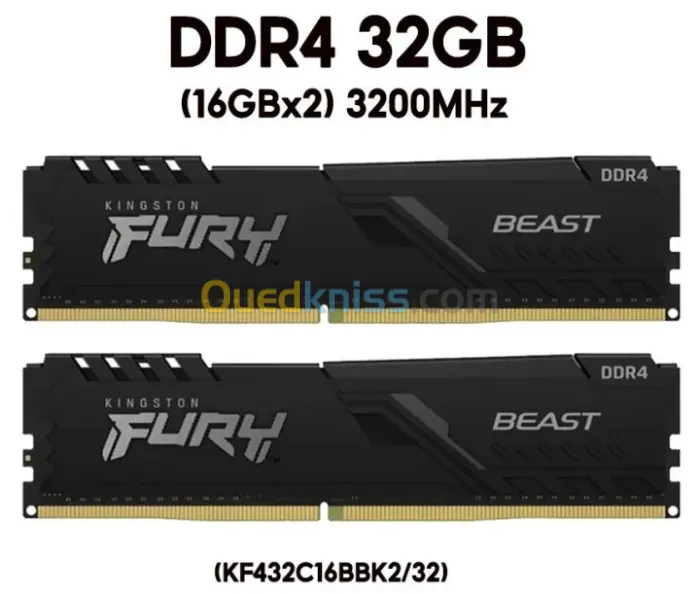 Kingston FURY Beast 32 Go (2 x 16 Go) DDR4 3200 MHz CL16