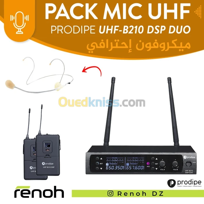 Pack Mic UHF PRODIPE UHF-B210 DSP DUO