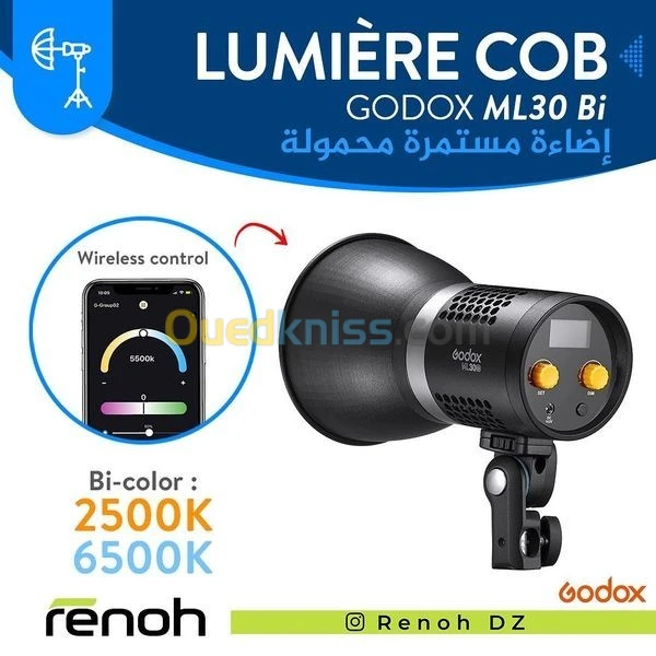 Lumière Continue portable Godox ML30Bi (bi-color)