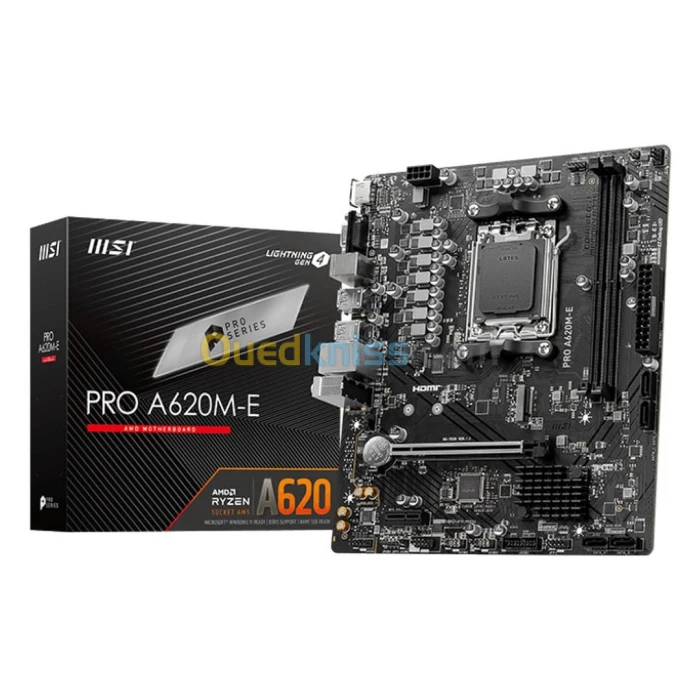 CARTE MÈRE MSI PRO A620M-E Micro ATX - Socket AMD AM5 - 2xDDR5 - 1x M.2 Gen4 - 6400+MHz/OC
