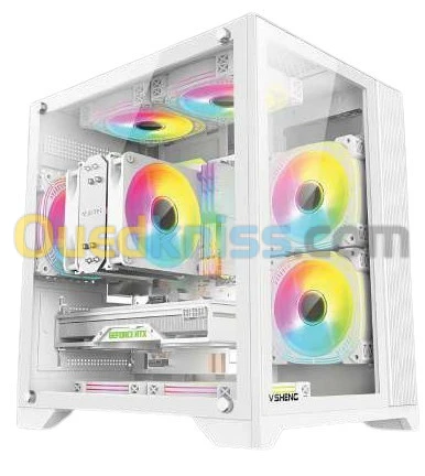 VORTEX SPECTRE - BOITIER MOYEN TOUR ATX - VERRE TREMPÉ - 360 MM -4 FAN ARGB - AIRFLOW - WHITE