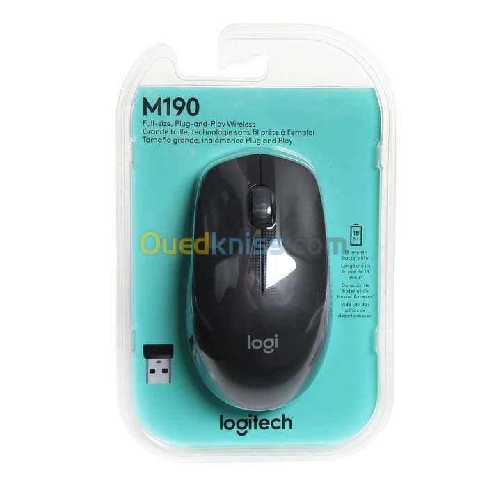 Logitech M190 Souris sans fil - ambidextre - capteur optique 1000 dpi - 3 boutons