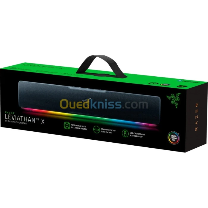 Speaker Razer Leviathan V2 X , Bluetooth and USB-C , Gaming Soundbar , Chroma RGB , Black