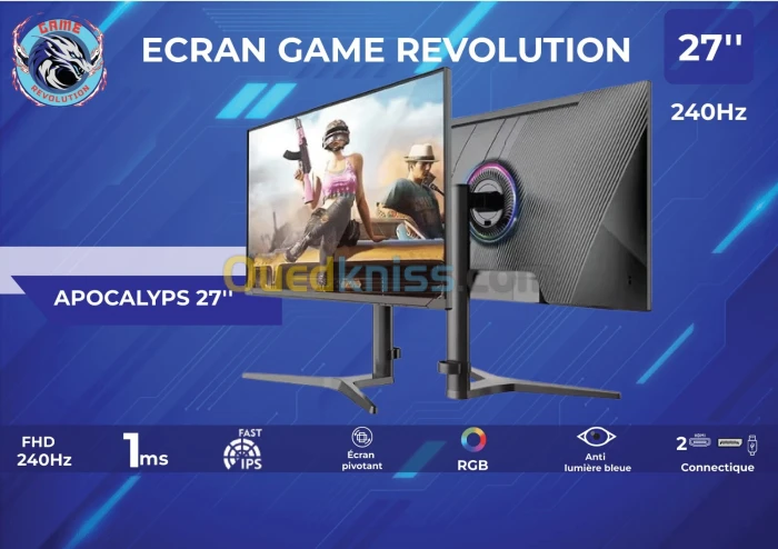 Ecran 27 pouces GAME REVOLUTION APOCALYPS (240HZ/ 1MS/ Ajustable)
