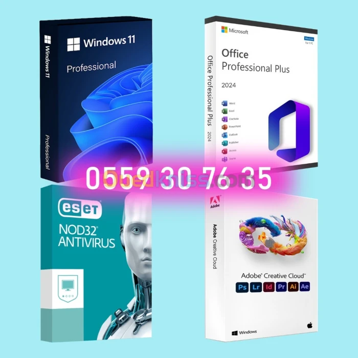Windows 11 / Office 2024 / ESET / Adobe Creative Cloud Officiel