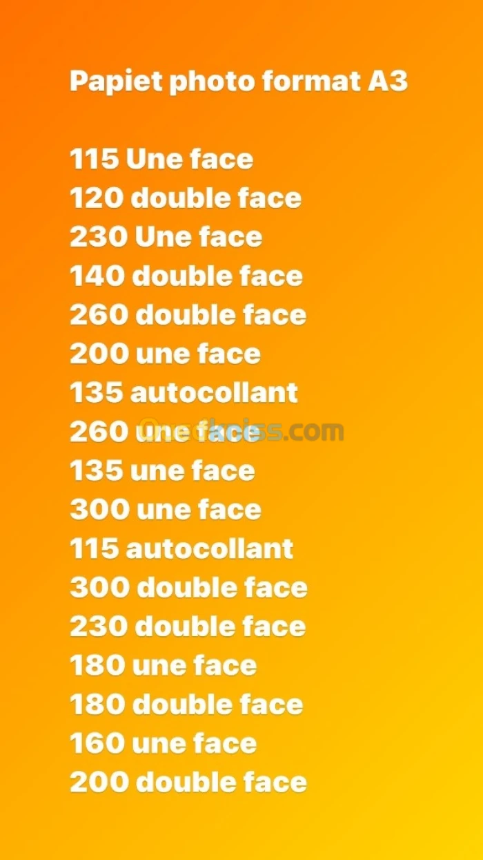 Papier photo format a3