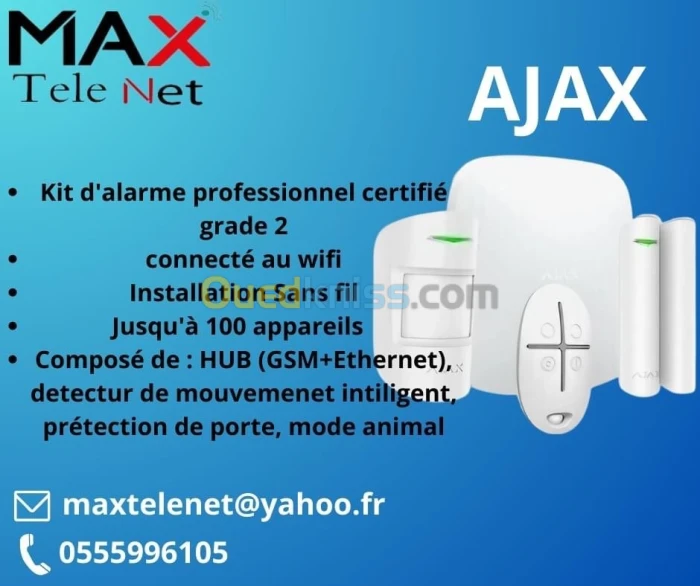 Kit alarme connecté Ajax MaxTelenet 