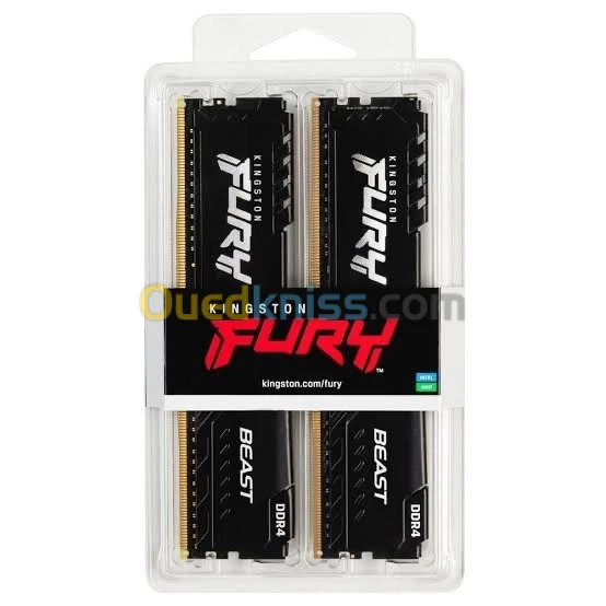 Ram Kingston Fury Beast 16GB - 2 X 8 Go - DDR4 - 3600Mhz - CL17 - Pc4-28800 - - Noir