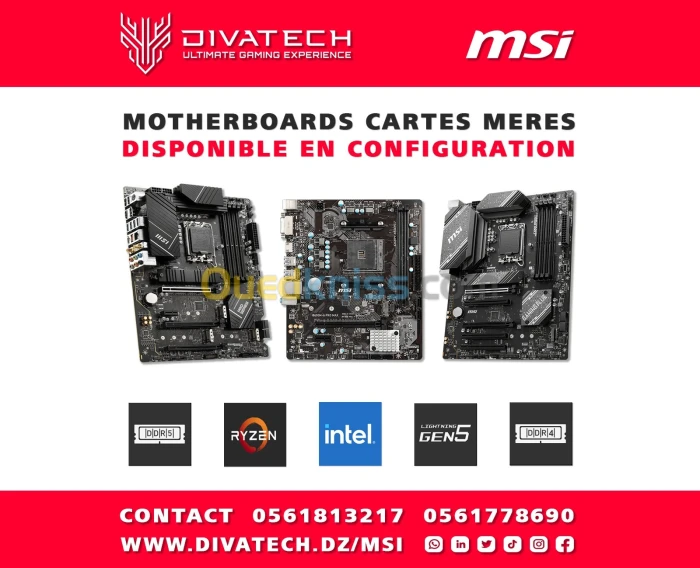 CARTES MERES MSI Z790 B760 H610 B450 INTEL AMD DDR4 DDR5 MOTHERBOARDS