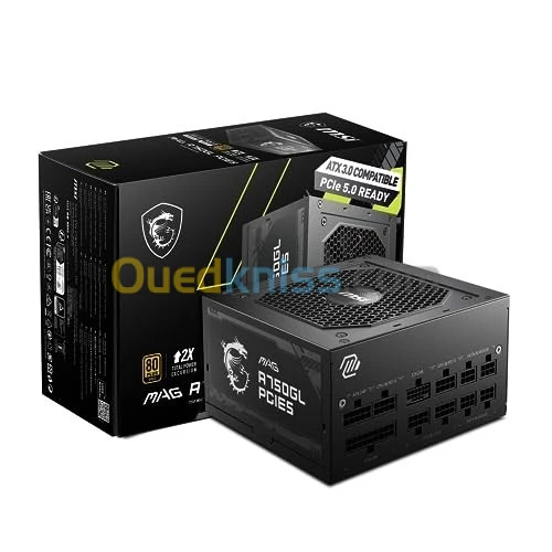 ALIMENTATION MSI MAG A750GL 750W 80PLUS GOLD ATX3.0 PCIE5 MODULAIRE
