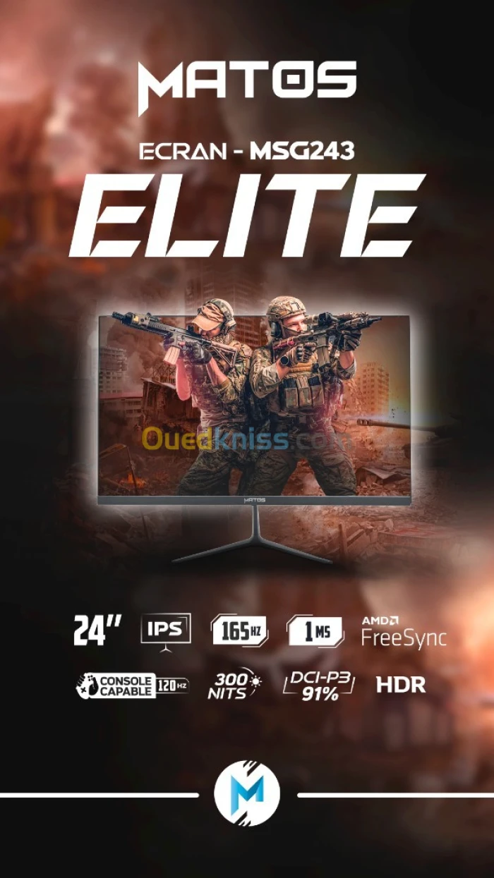 ECRAN MATOS MSG243 ELITE 1MS 165HZ IPS 24"