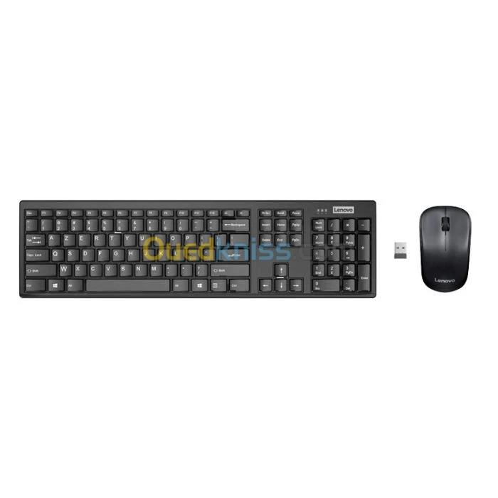 Ensemble Clavier + Souris Sans Fil LENOVO 100 AZERTY FRANÇAIS - Noir