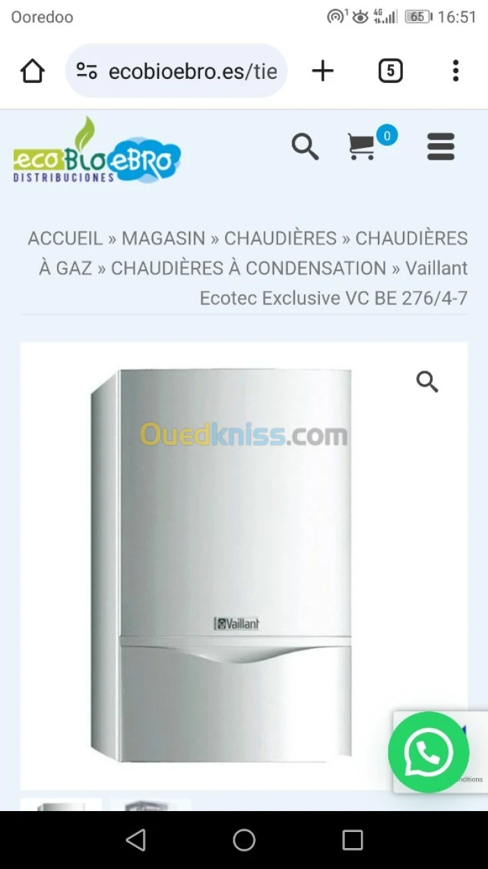 Chaudière Vaillant Ecotec Exclusif VC BE 276/4-7