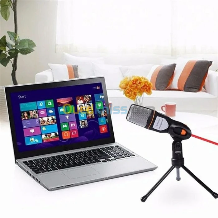 3.5mm with Foldable Tripod Portable Wired Microphone for Laptop Desktop PC