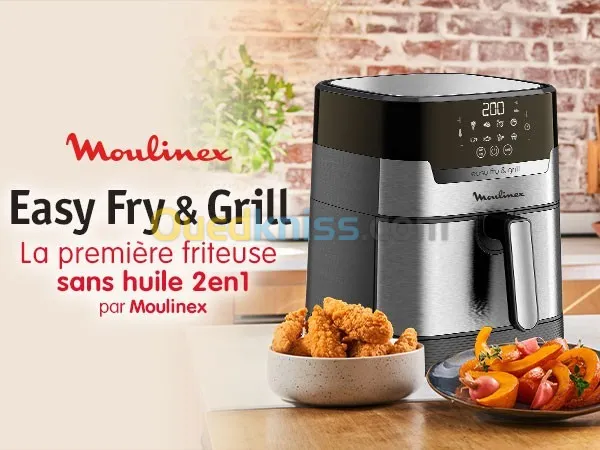 Friteuse MOULINEX EASY FRY & GRILL DIGITAL 2 EN 1 FRITEUSE SANS HUILE AIR FRYER INOX EZ505D10