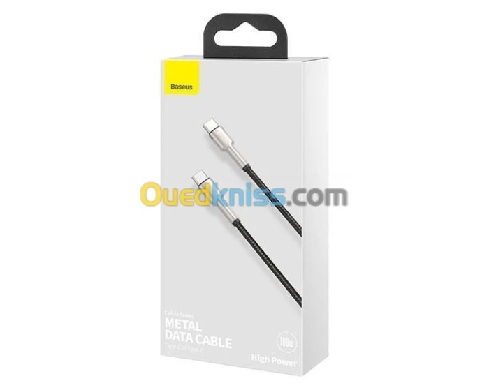 Baseus Type-C to Type-C  Cable 2M Cafule Series Metal Fast chargeData 100W - Noir-Blanc