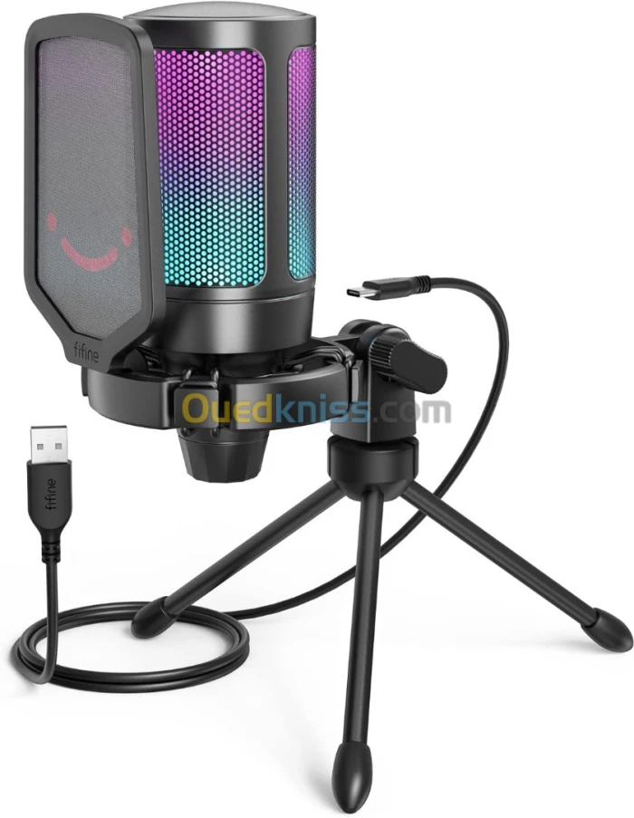 MICROPHONE FIFINE A6V RGB USB FOR STREAMING / PODCASTING WHITE PROMO