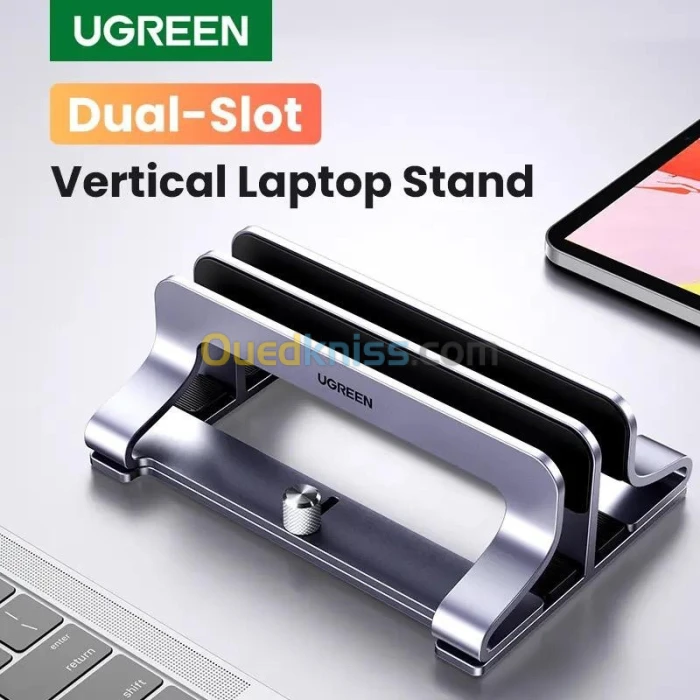 UGREEN - Vertical Laptop Stand for Desk Dual Slot, Ajustable en Aluminum