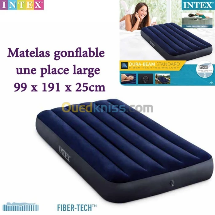 Matelas gonflable une place large DURA-BEAM STANDARD FIBER-TECH 99 x 191 x 25cm- INTEX