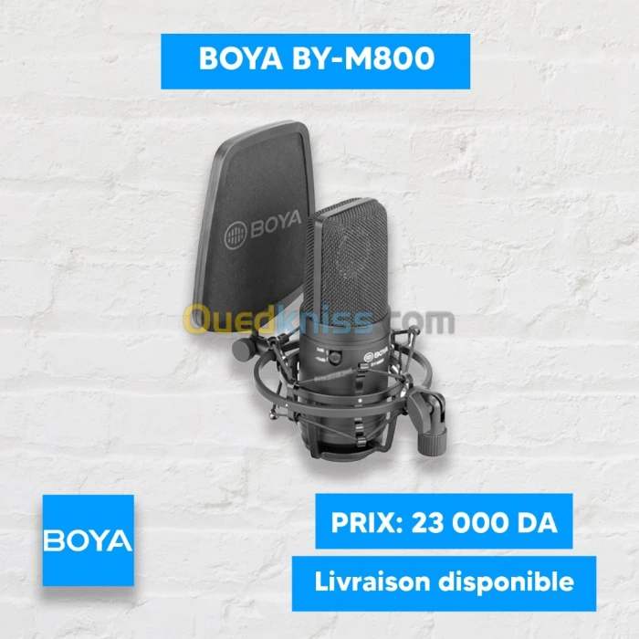 BOYA BY-M800 Microphone Studio Professionnel À Large Diaphragme (XLR)