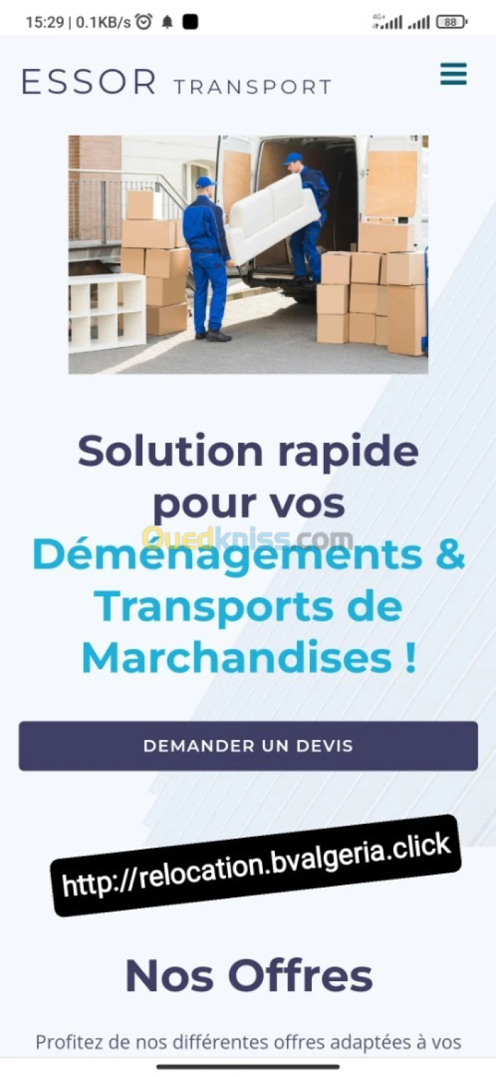 Plateforme web pour déménagements & Transports de Marchandises !