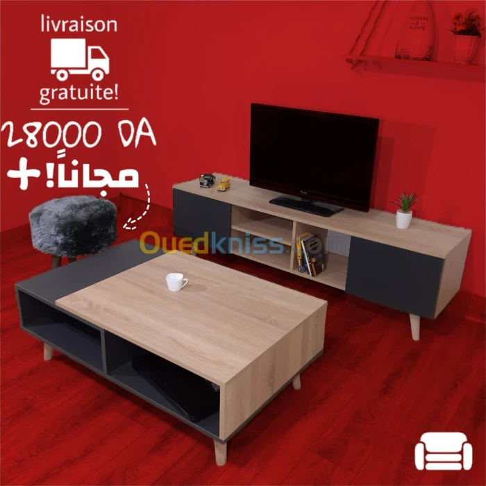 Meuble TV + Table Basse Scandinave
