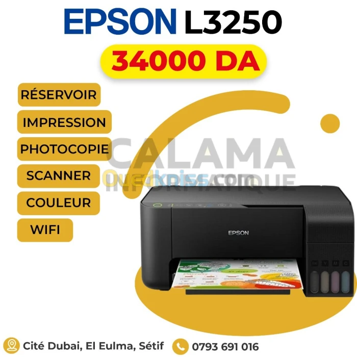 Imprimante Epson L3250 Réservoir, Couleur, Multifonction, WIFI